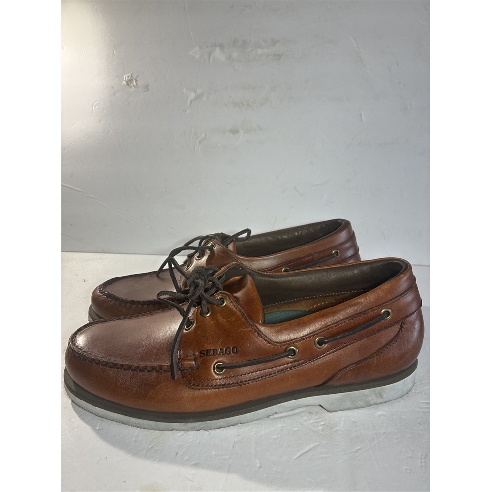 Sebago Dockside Cape Horn 11.5 W Brown Boat Shoe Hand Sewn - Picture 4 of 10